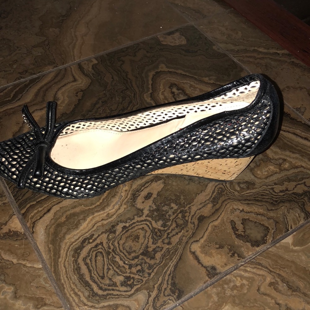 Prada black leather perforated wedge - Picture 2 of 4